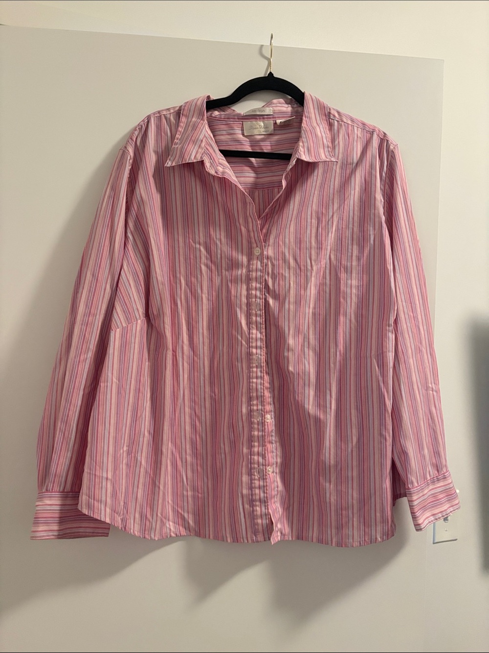 Studio Works Pink and White Striped Dress Shirt